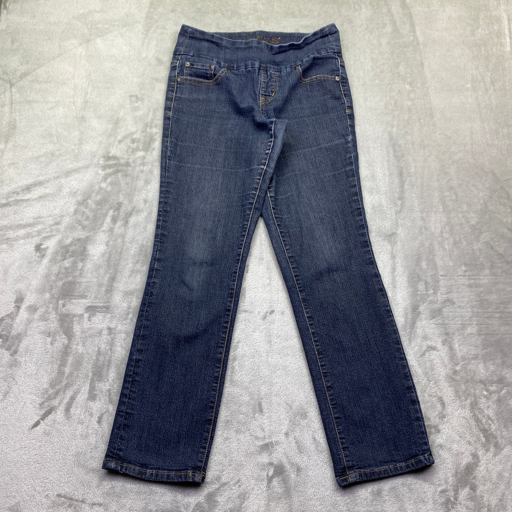 Jag Jeans High Rise Straight Leg Pull On Dark Wash Denim Blue Jeans 8S Grunge